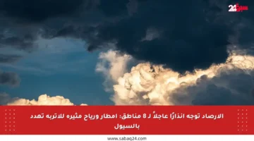 الأرصاد توجه إنذارًا عاجلاً لـ 8 مناطق: أمطار ورياح مثيرة للأتربة تهدد بالسيول